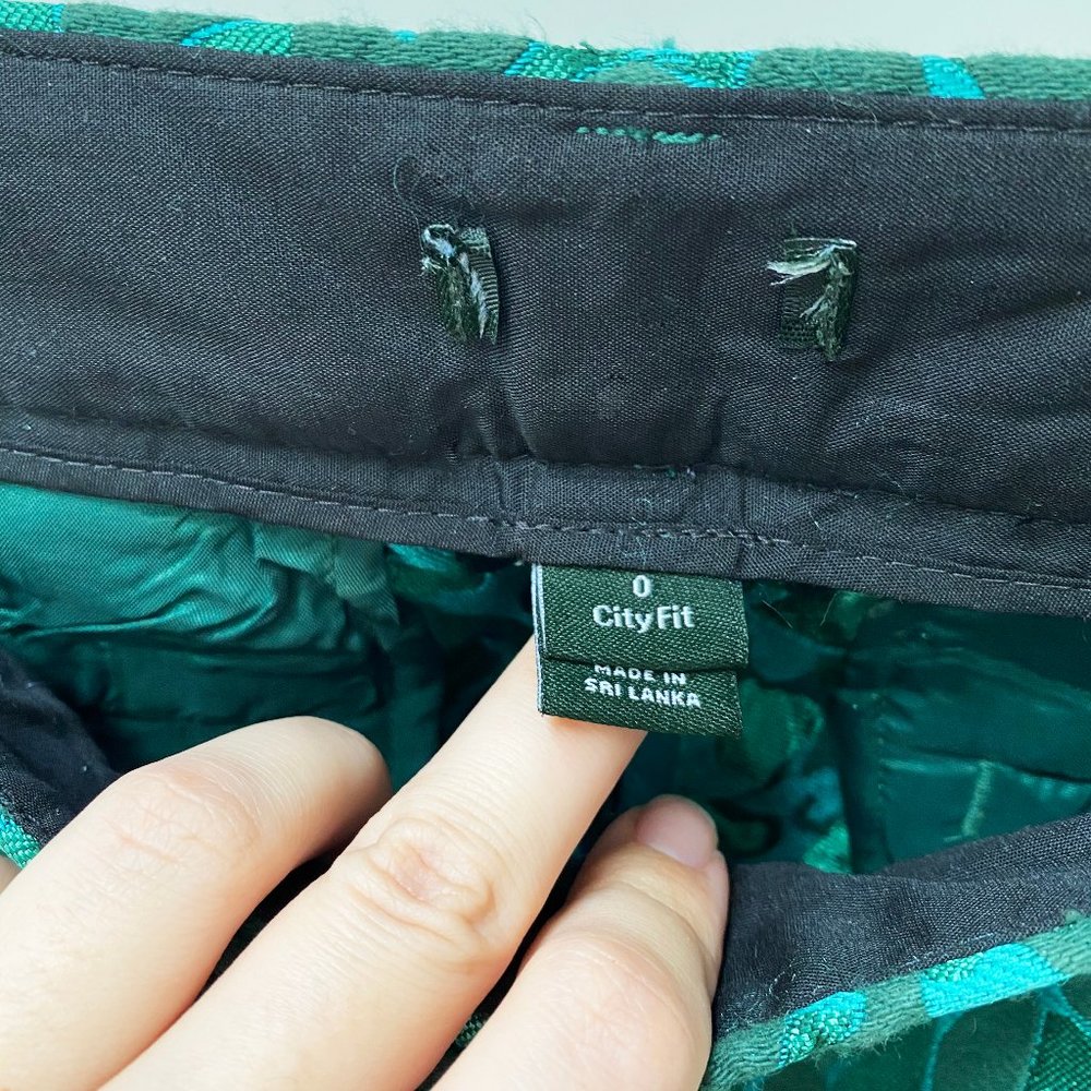 J.Crew City Fit emerald green leopard straight leg work pants colorful - Picture 4 of 5
